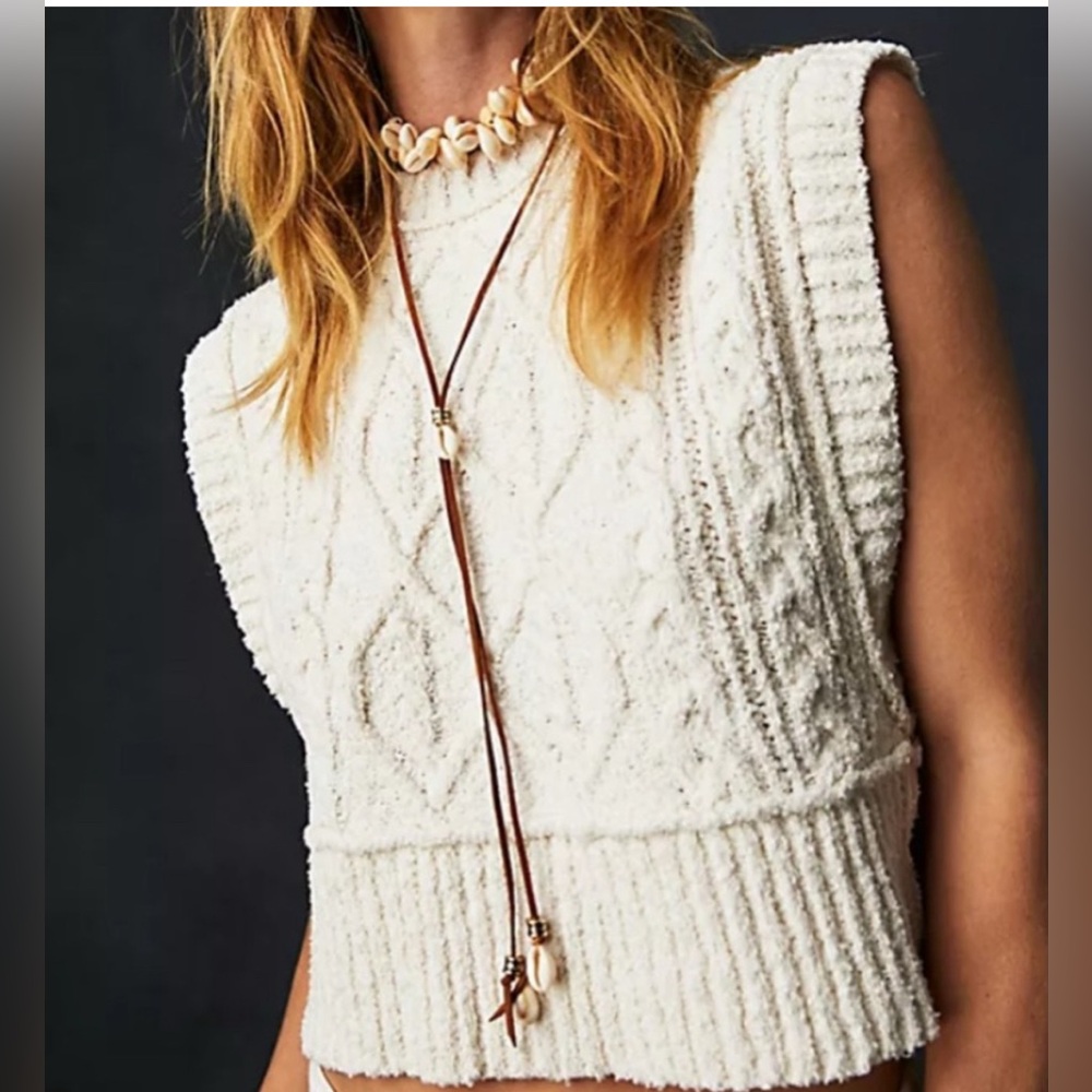 Free People Cream Rowan Sweater vest